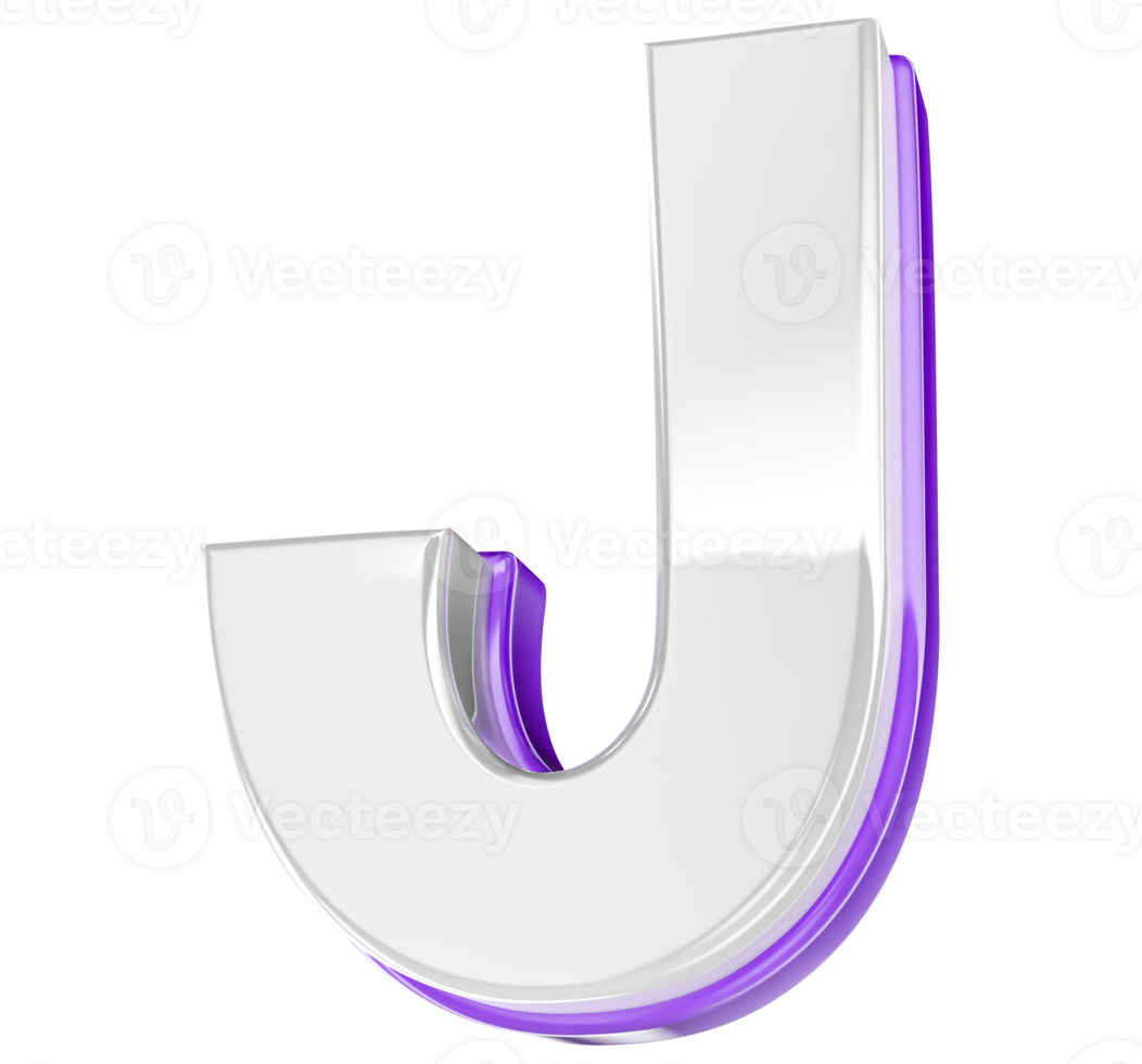 Font J 3D Render png