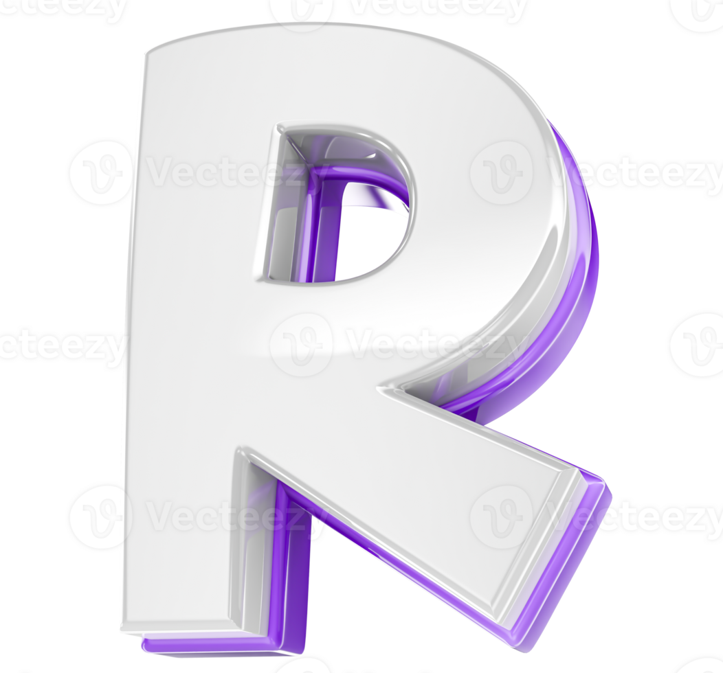 Font R 3D Render png