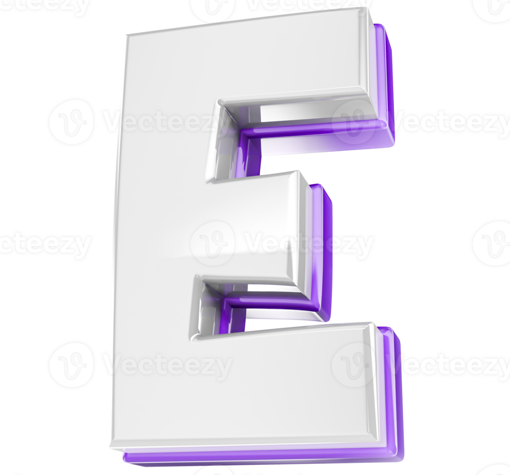 Font E 3D Render png