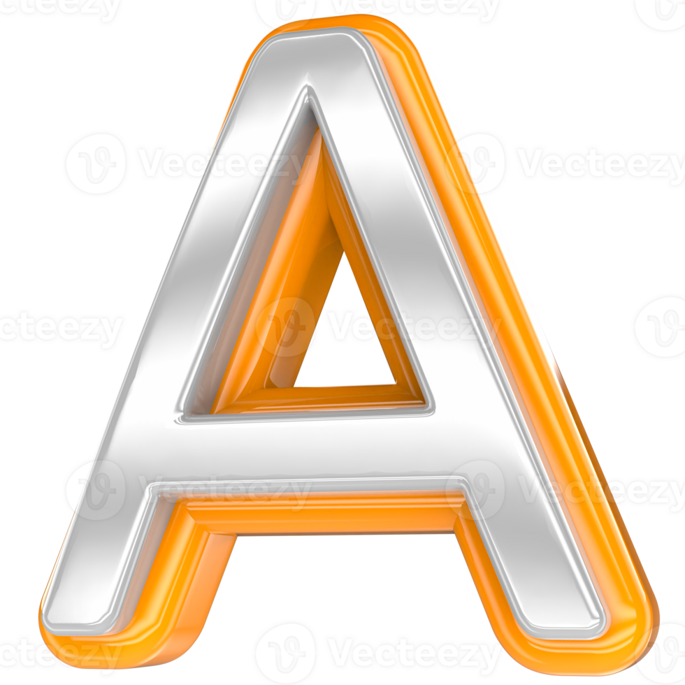 Font A Gold With White 3D Render png