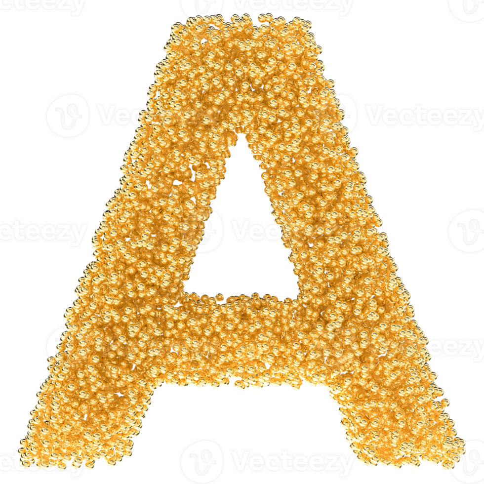 Ball Font A Gold 3D png