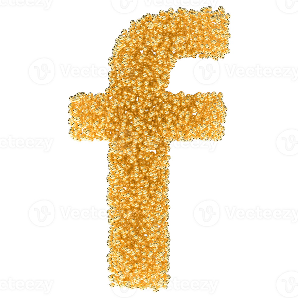 Ball Font f Small Gold 3D png