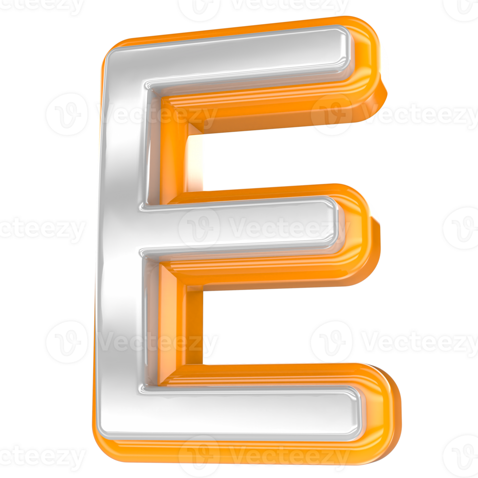 Font E Gold With White 3D Render png