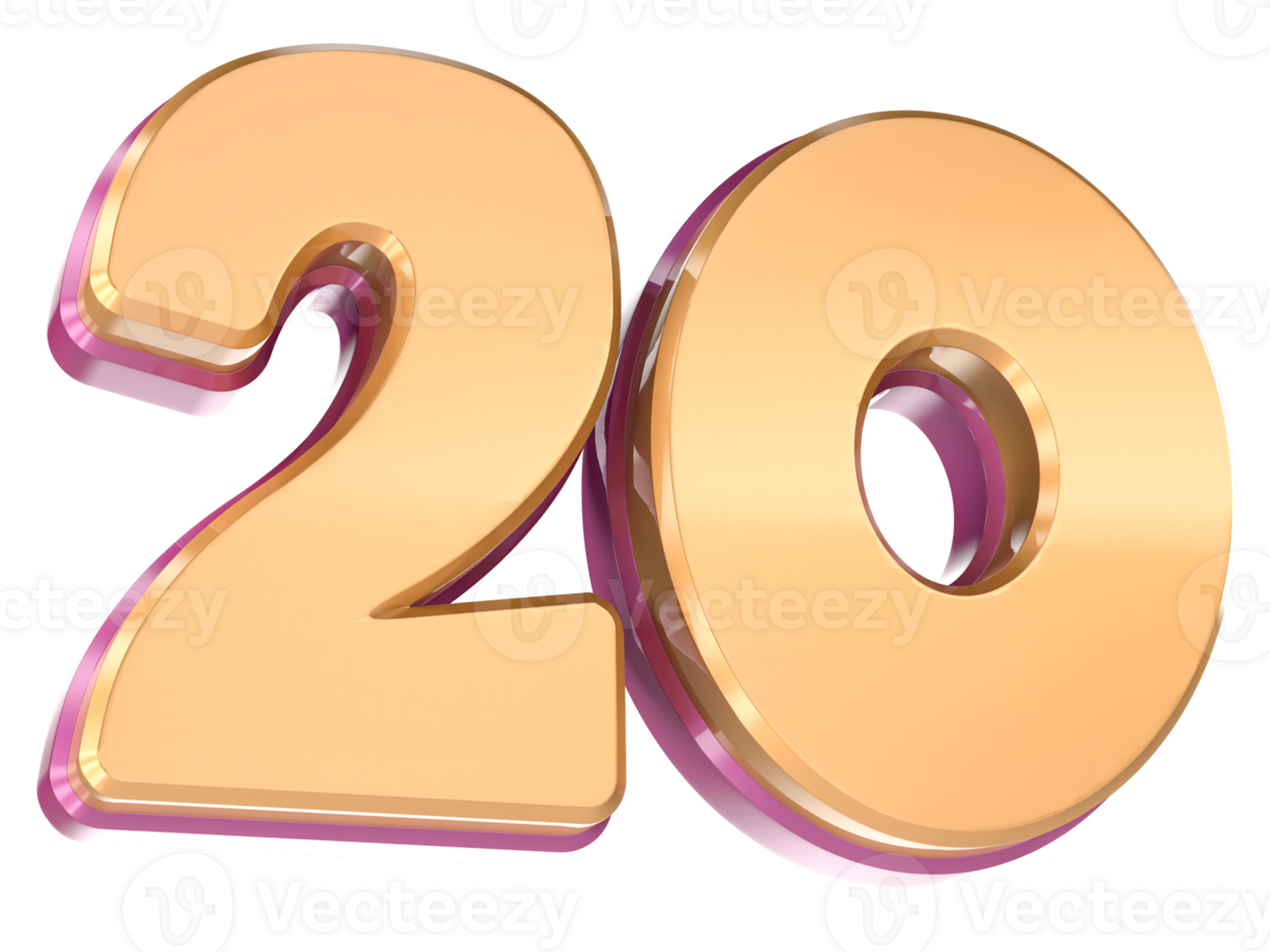 Number 20 3D Render png