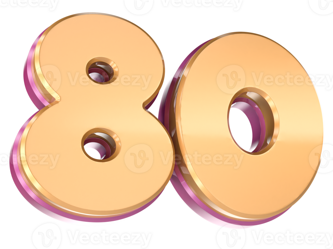 Number 80 3D Render png