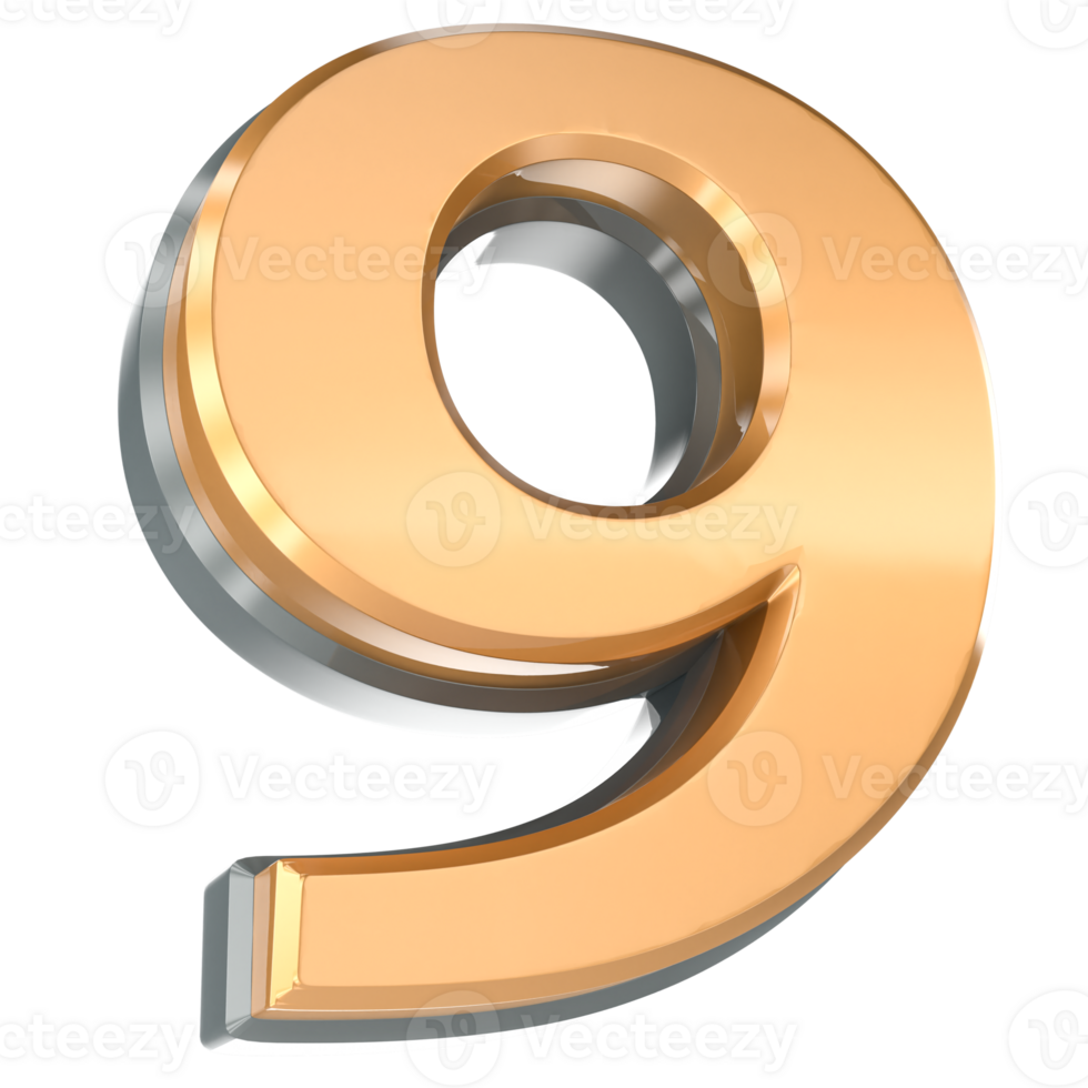 Number 9 3D Render png