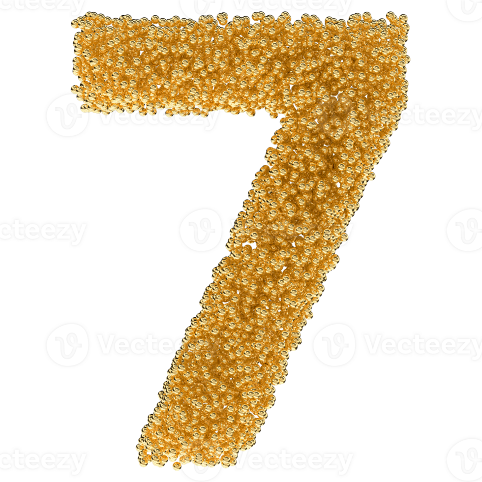 Ball Number 7 Gold 3D png