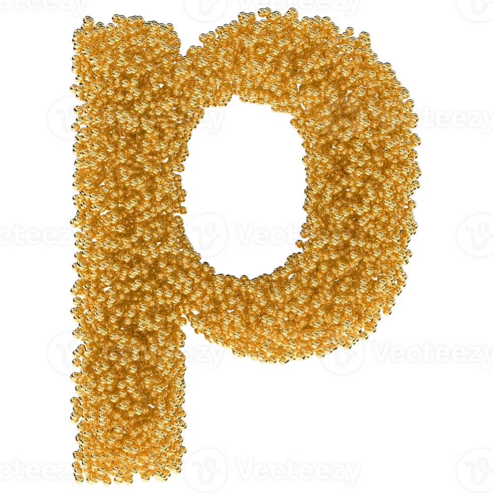 Ball Font p Small Gold 3D png