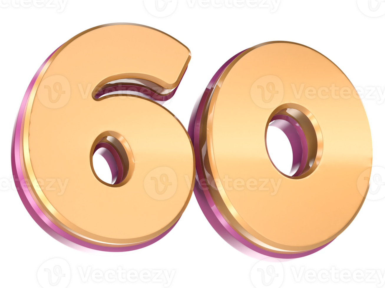 Number 60 3D Render png