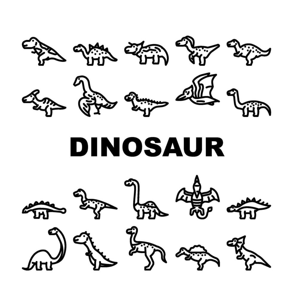 dinosaur character jurassic cute icons set vector