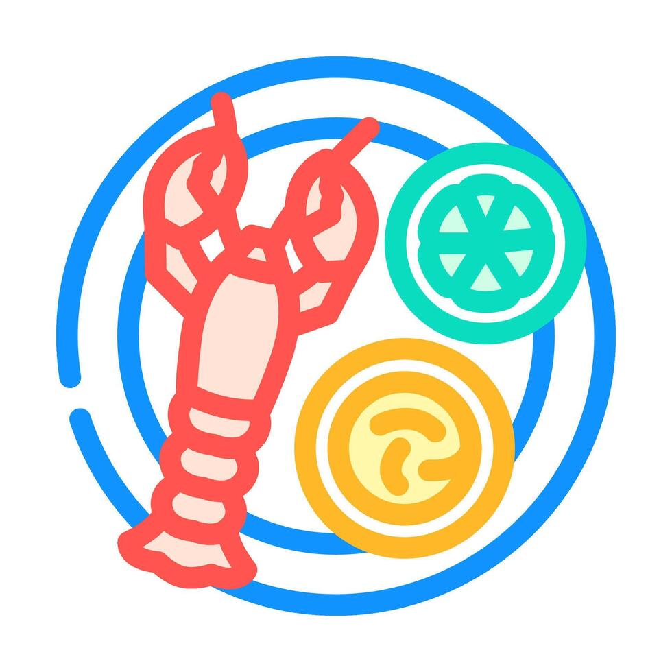 langosta plato mar cocina color icono vector ilustración