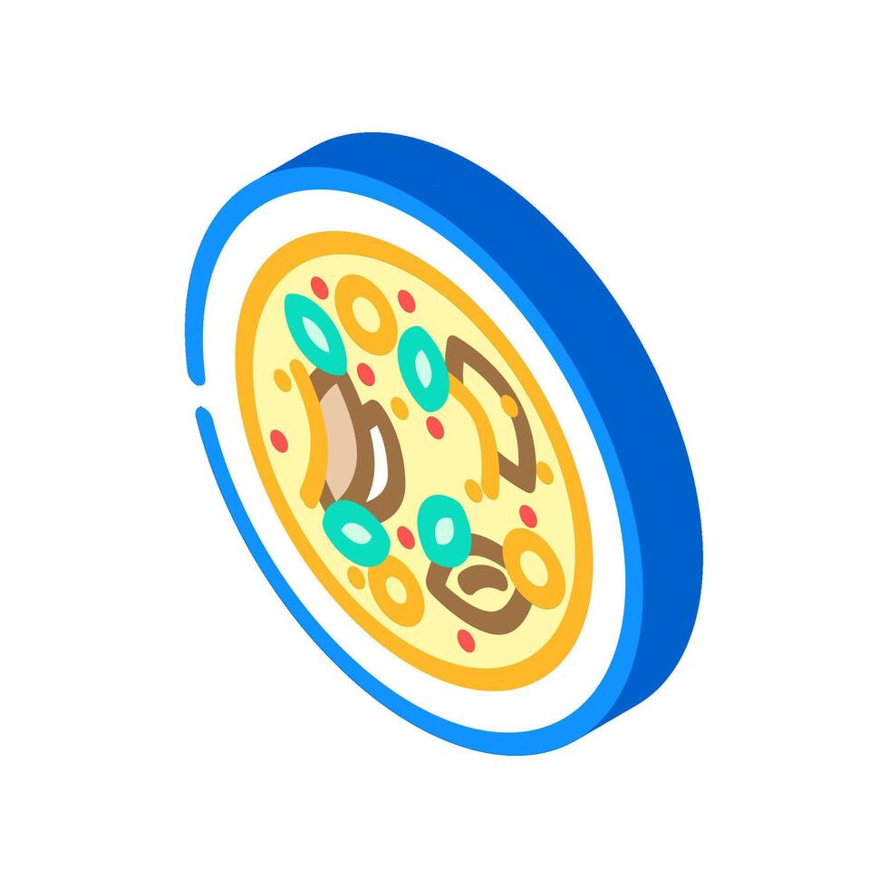 almeja sopa de pescado mar cocina isométrica icono vector ilustración