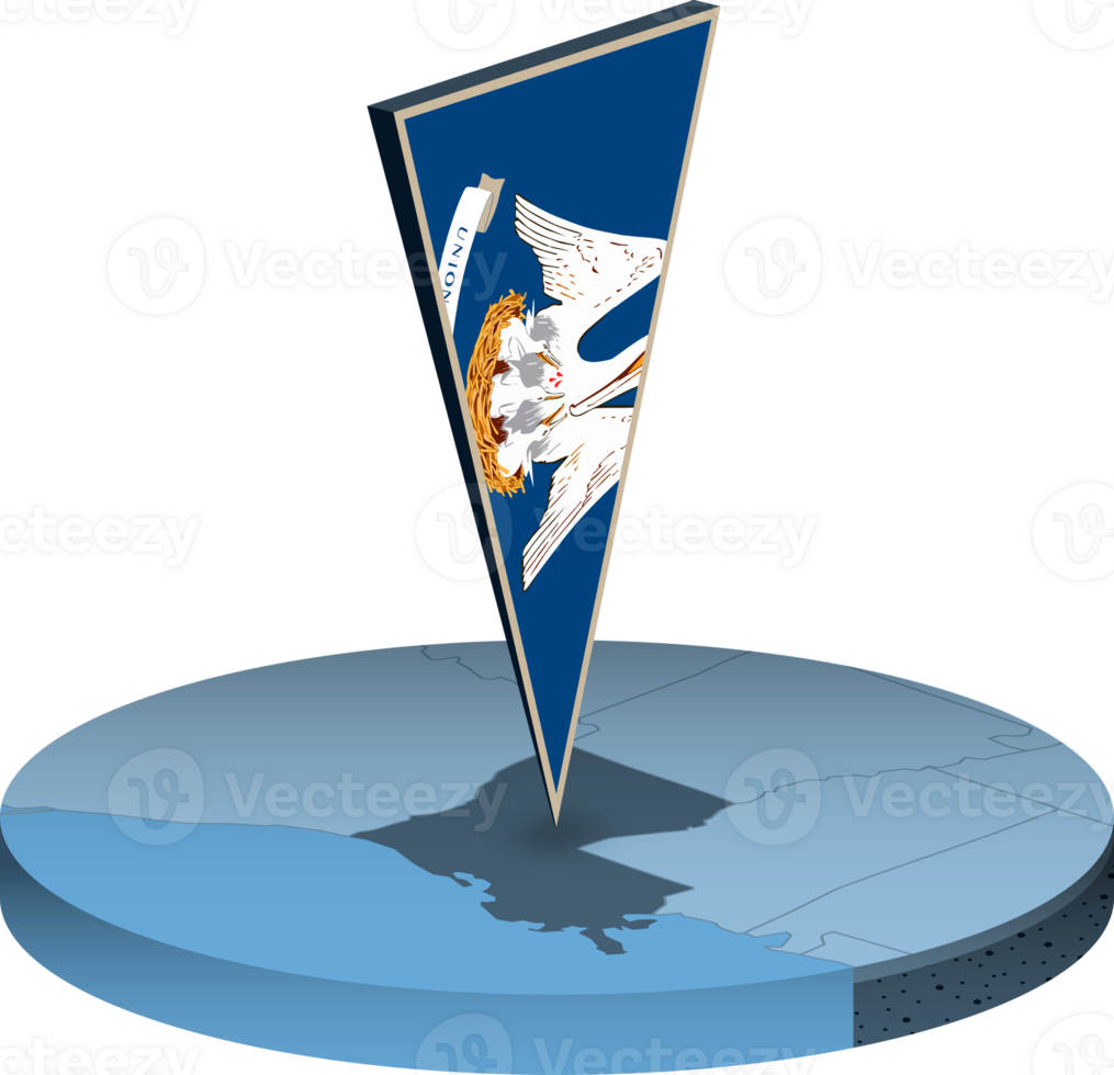Louisiana flag and map in isometry png