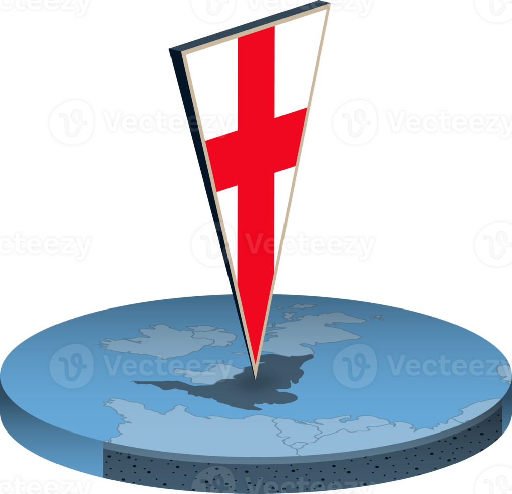 Inglaterra bandera y mapa en isometria png