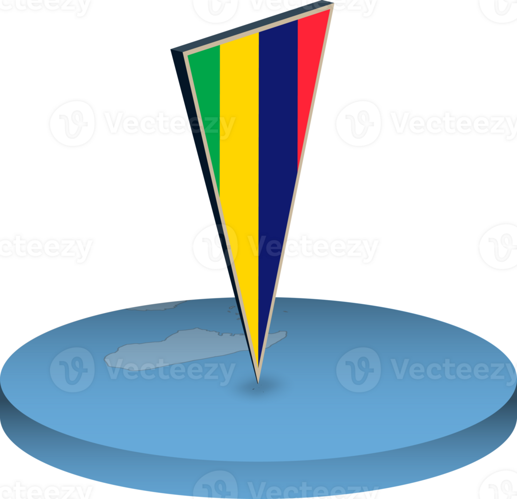 Mauritius flag and map in isometry png