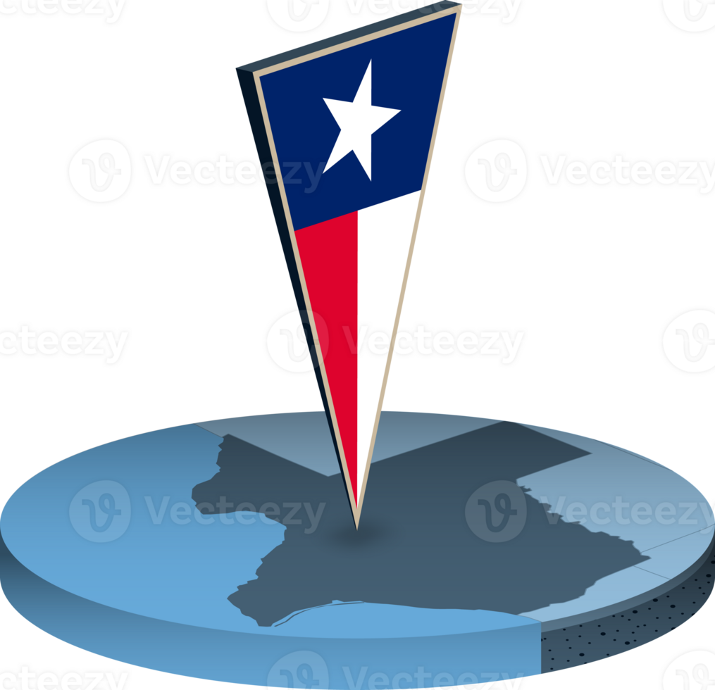 Texas flag and map in isometry png