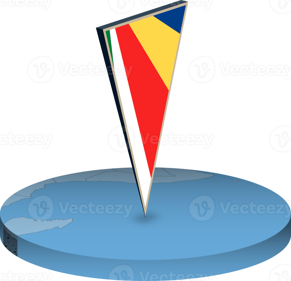 Seychelles flag and map in isometry png