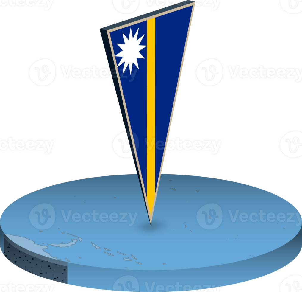 nauru flagga och Karta i isometri png