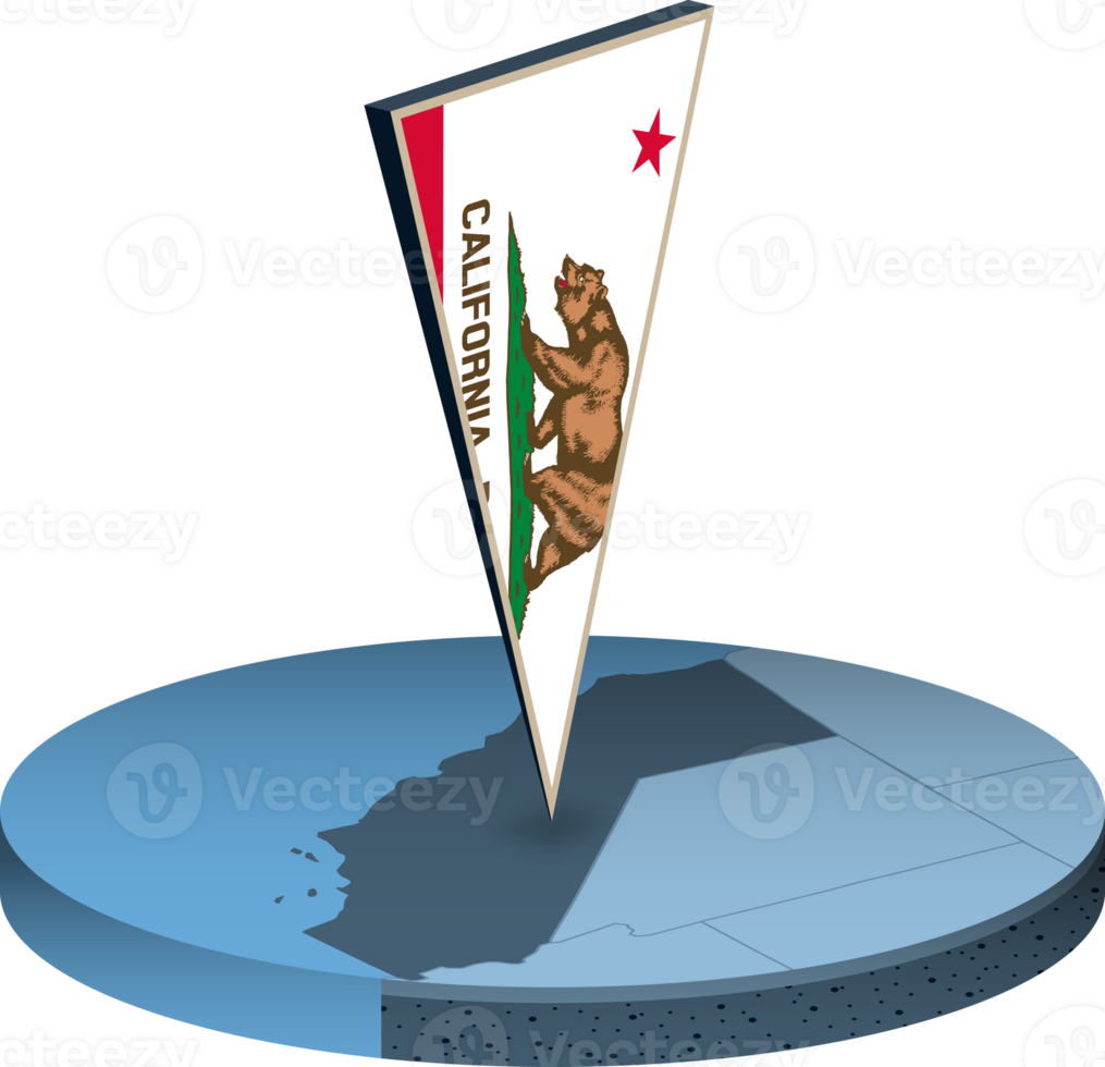 Californie drapeau et carte dans isométrie png