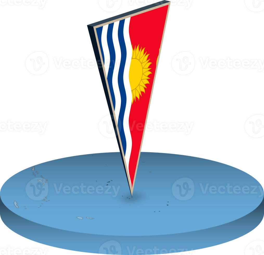 Kiribati flag and map in isometry png