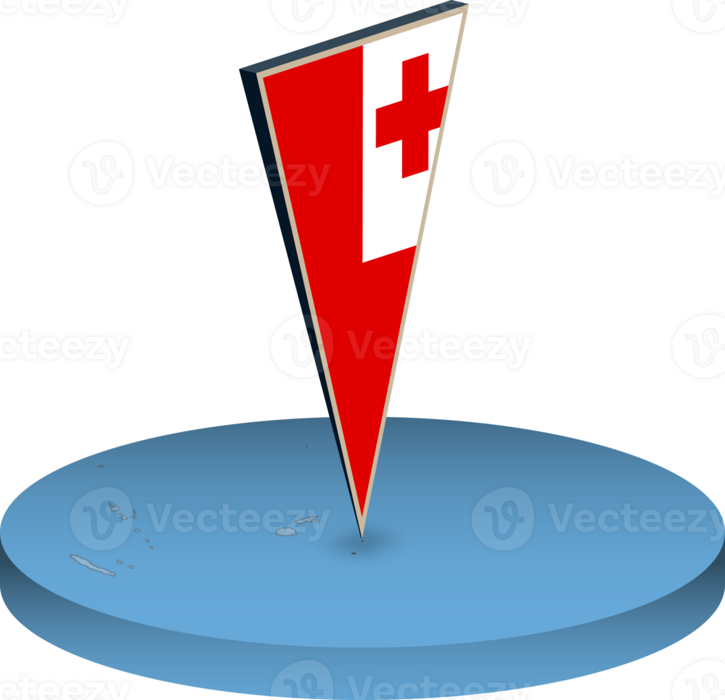 Tonga flag and map in isometry png