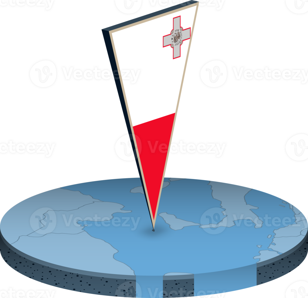 Malta flag and map in isometry png