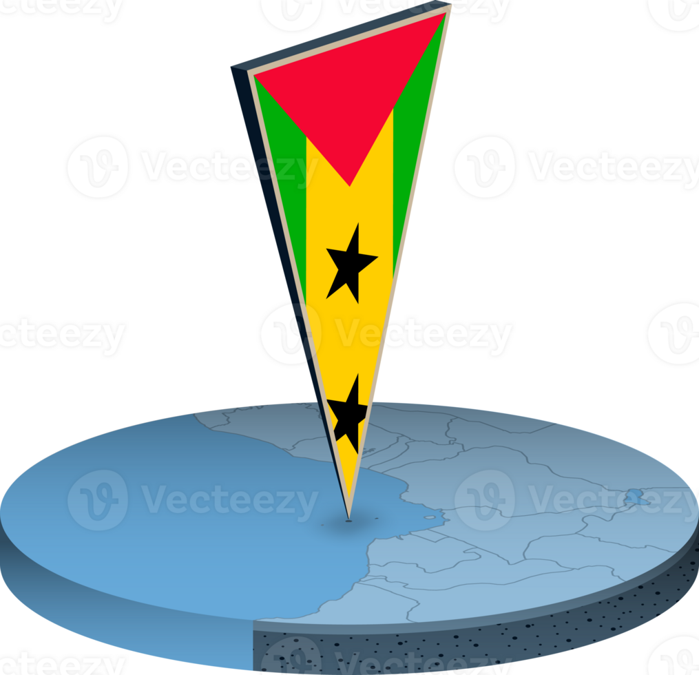 Sao Tome and Principe flag and map in isometry png