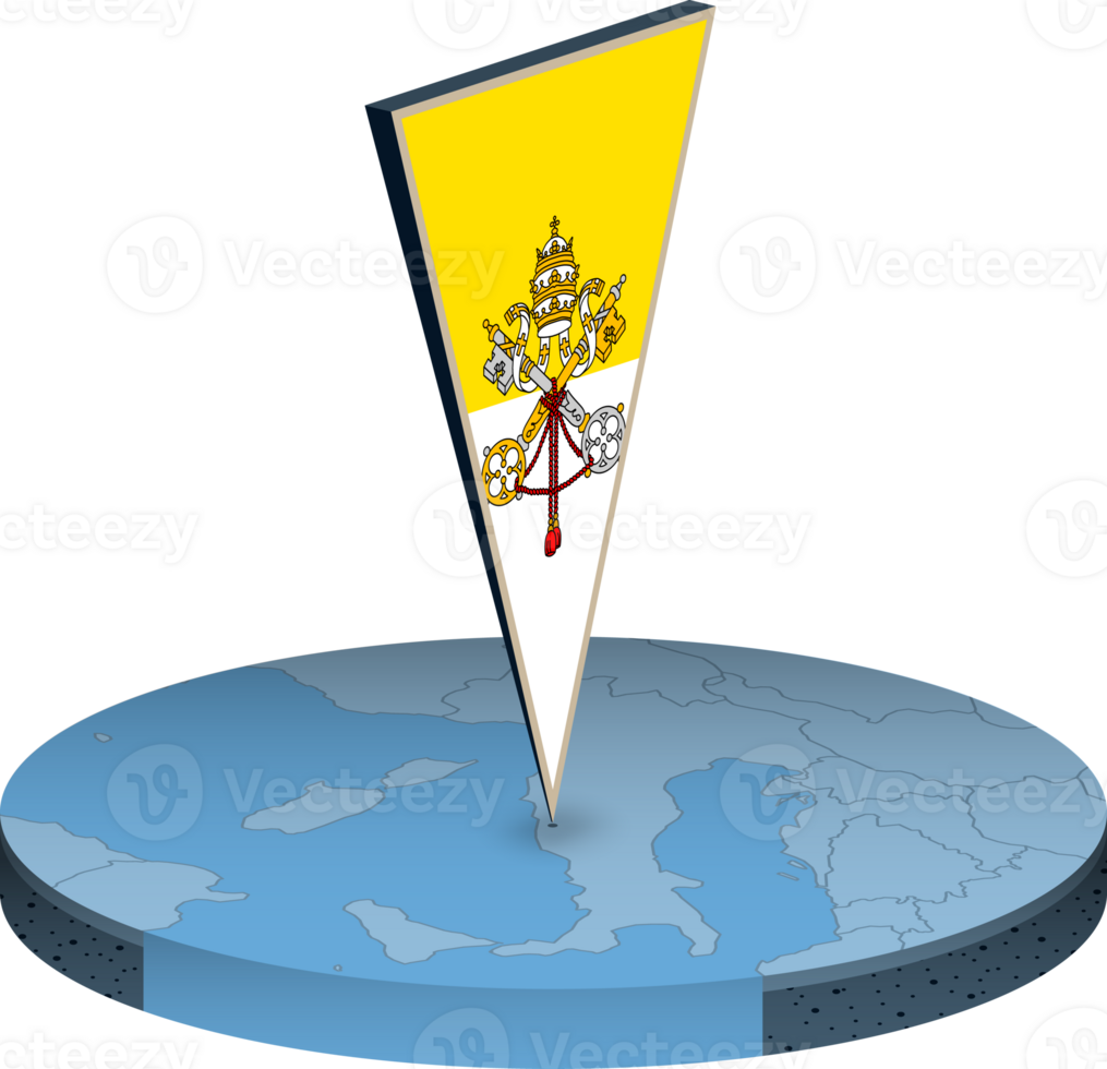 Vatican City flag and map in isometry png