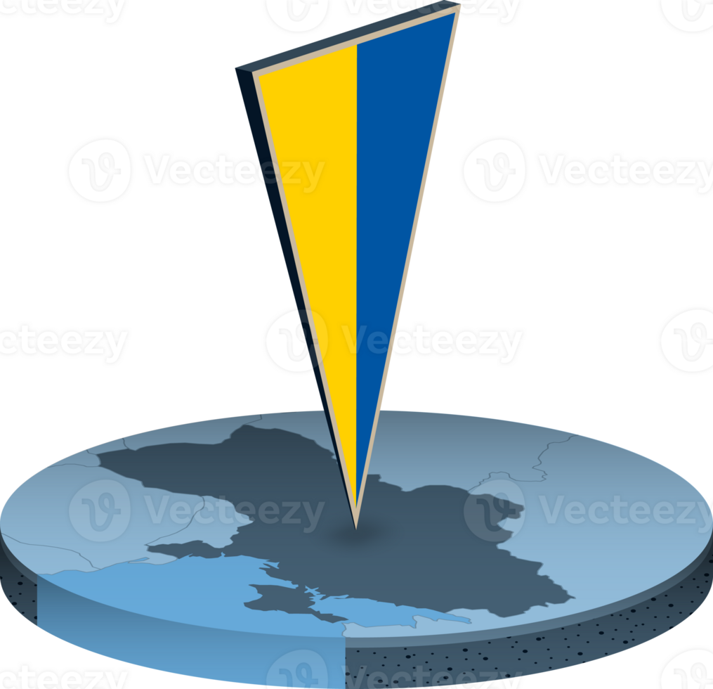 Ukraine flag and map in isometry png