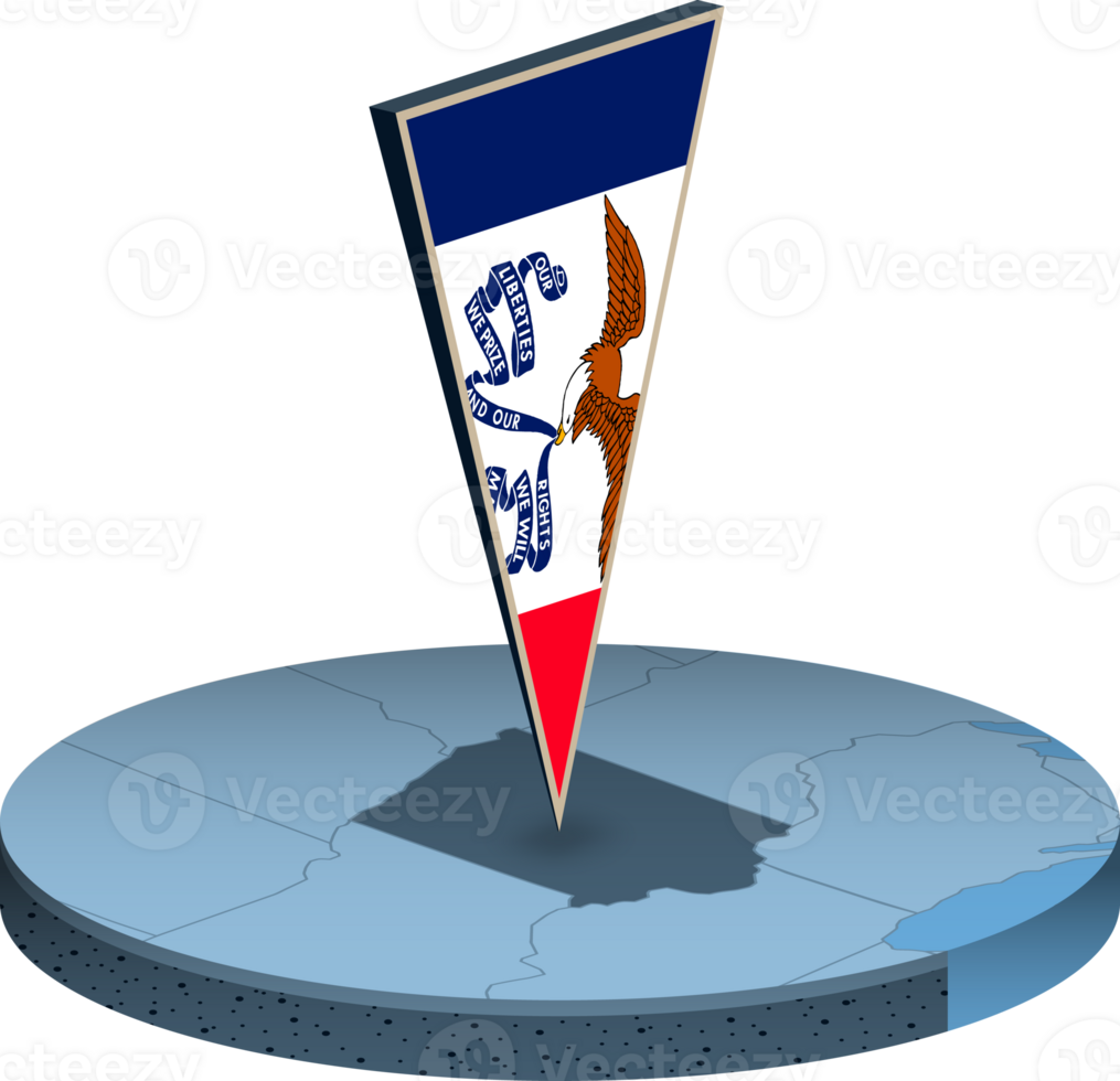 Iowa flag and map in isometry png