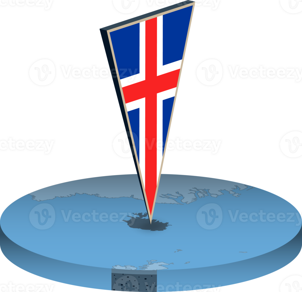 Islanda bandiera e carta geografica nel isometria png