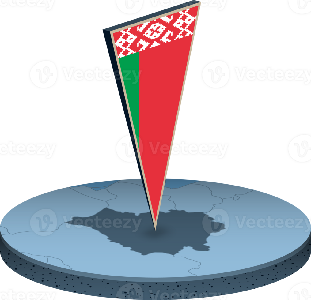 Belarus flag and map in isometry png