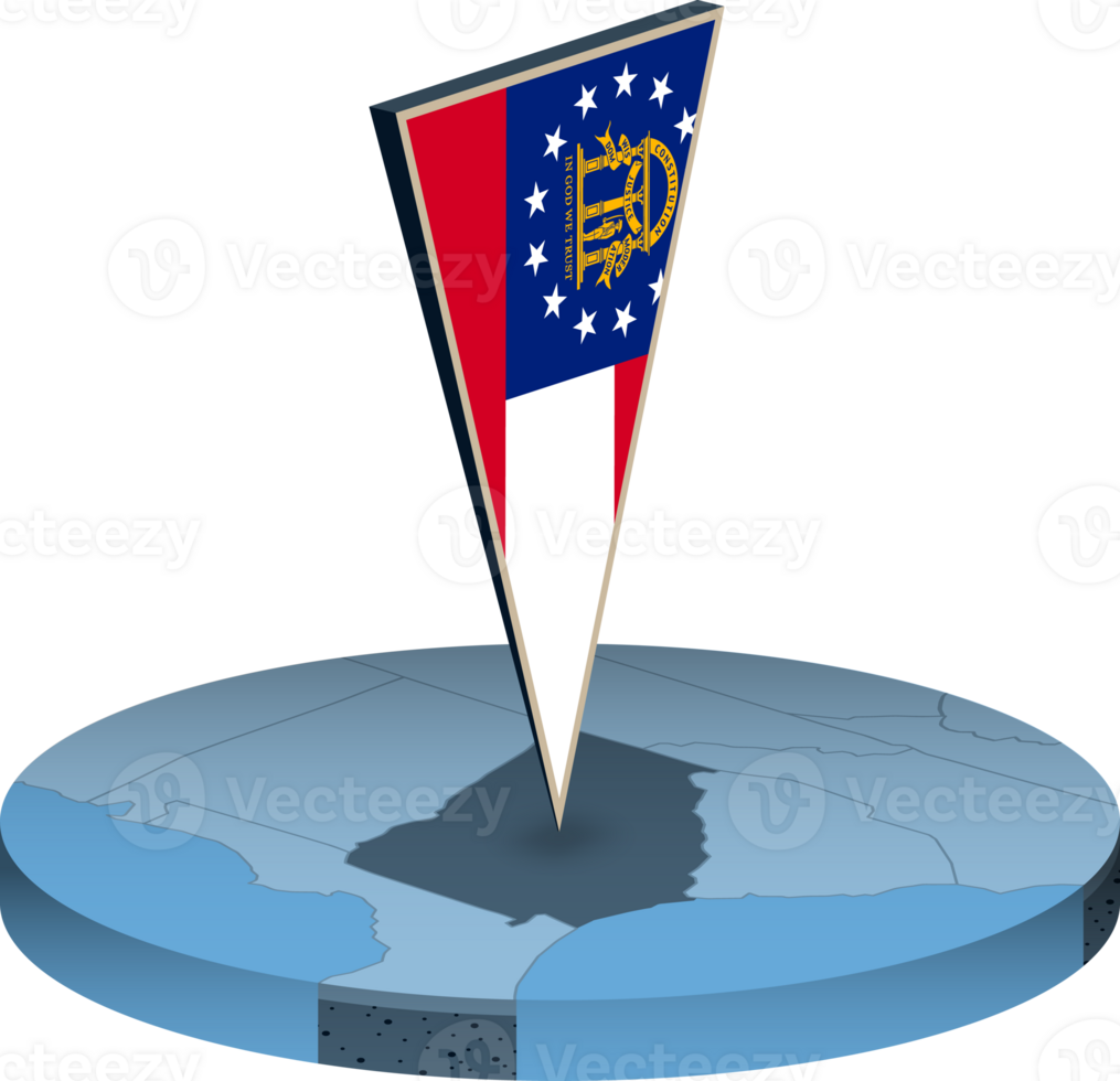 Georgia flag and map in isometry png