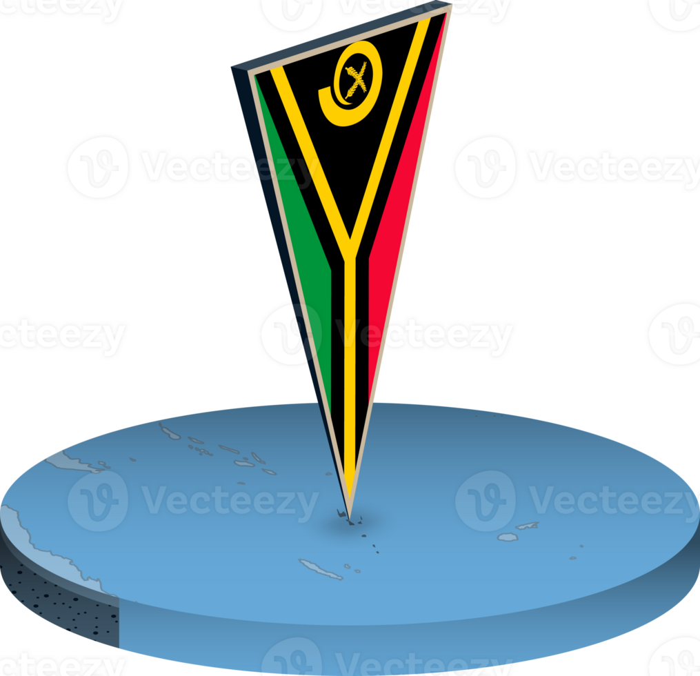 Vanuatu flag and map in isometry png