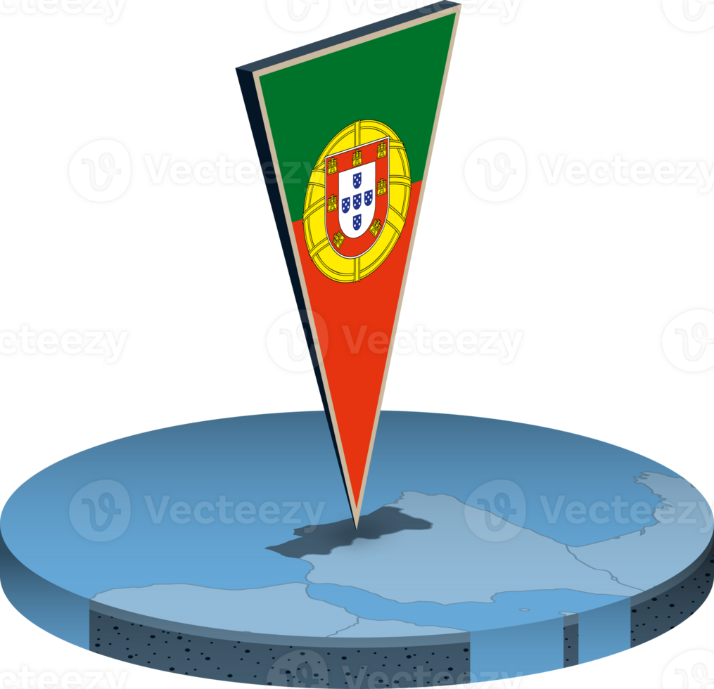 Portugal flag and map in isometry png