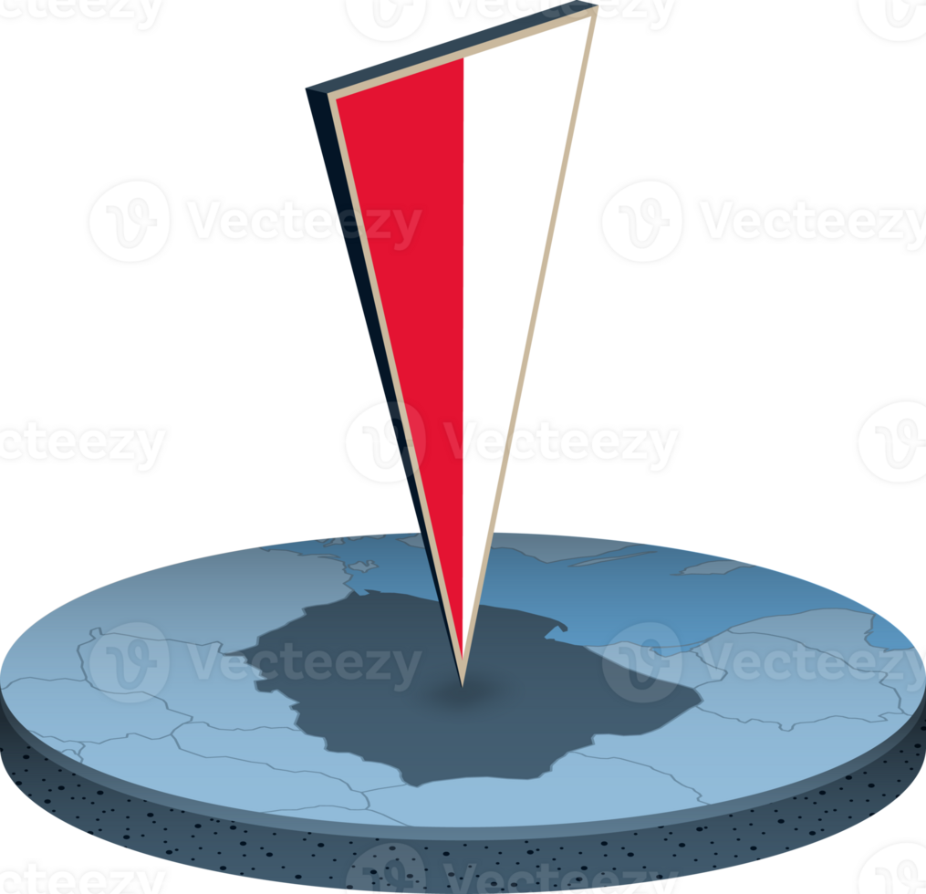 Poland flag and map in isometry png