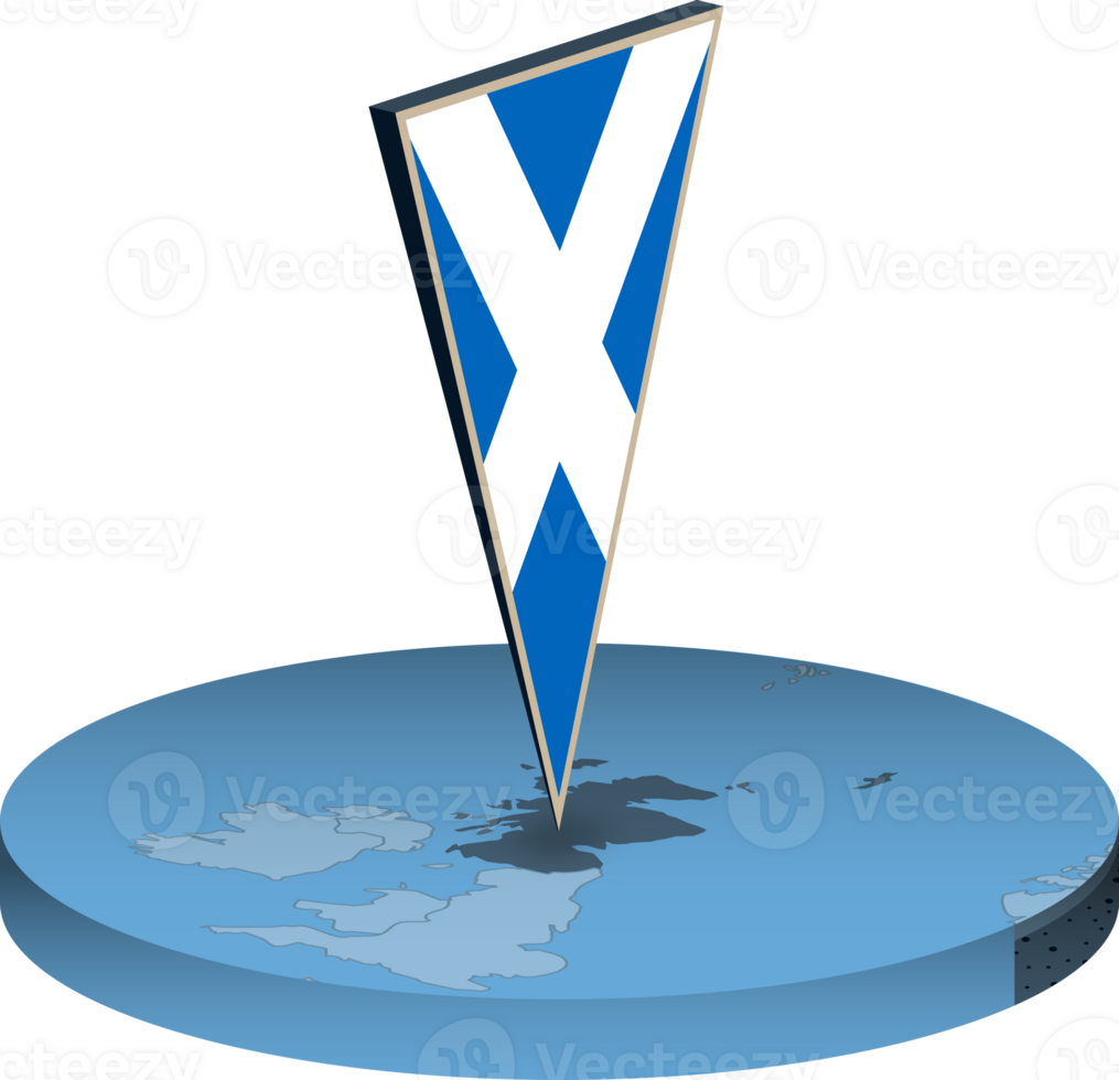 Scotland flag and map in isometry png