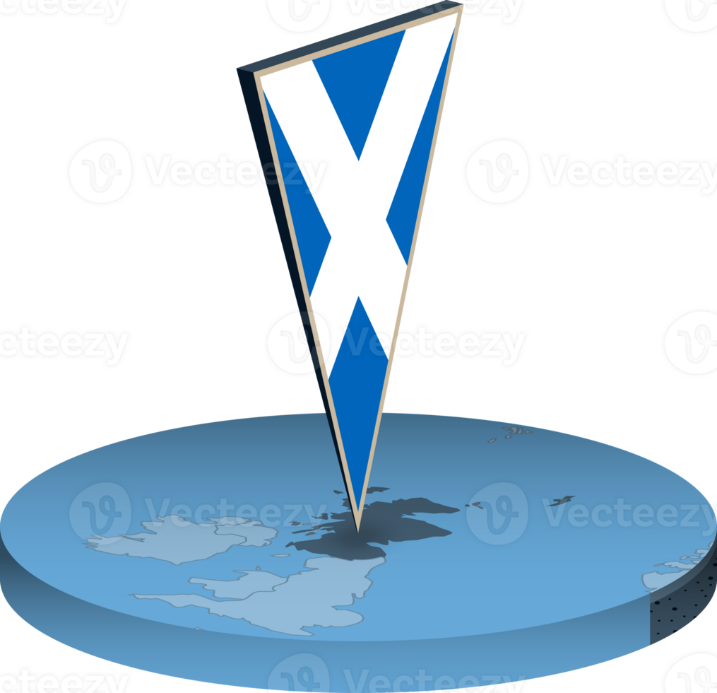 Scozia bandiera e carta geografica nel isometria png