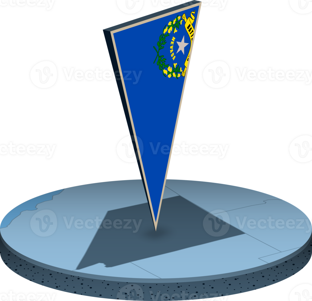 Nevada flag and map in isometry png