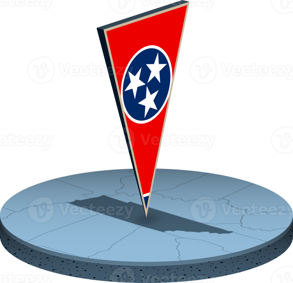 Tennessee flag and map in isometry png