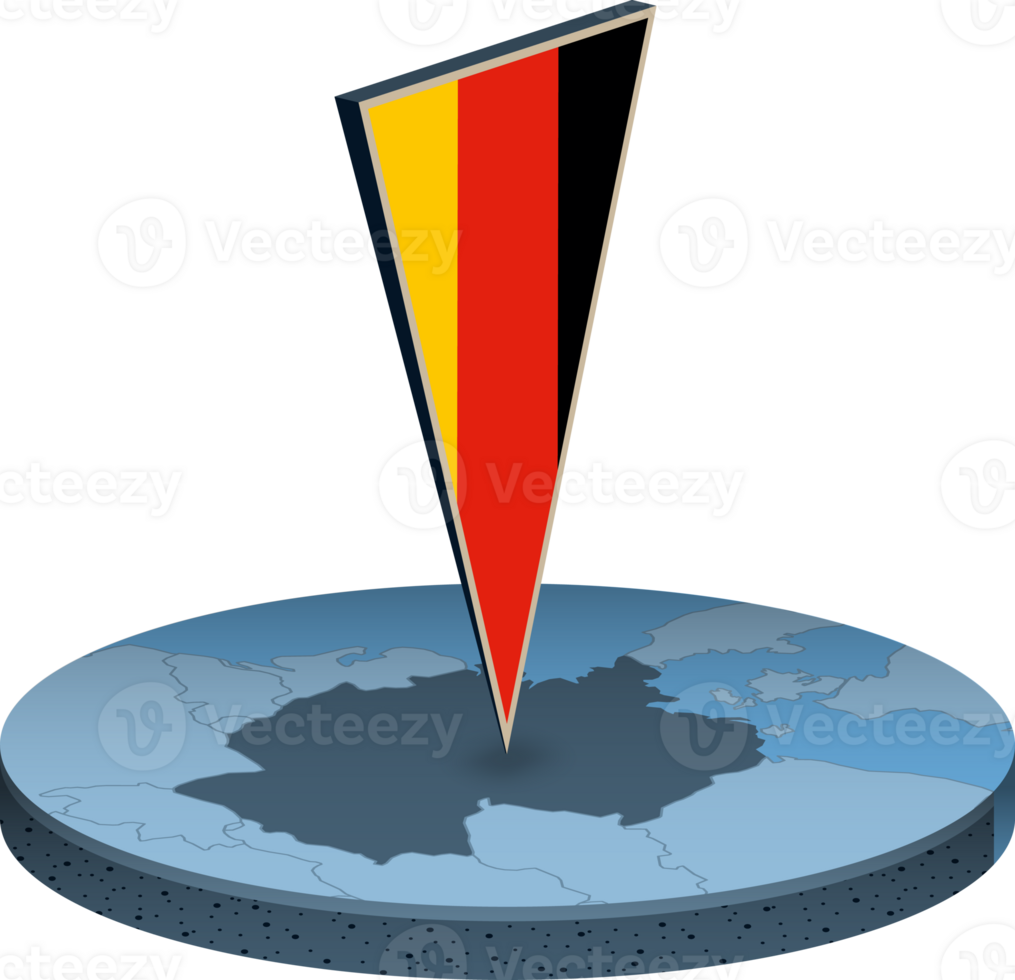 Germany flag and map in isometry png