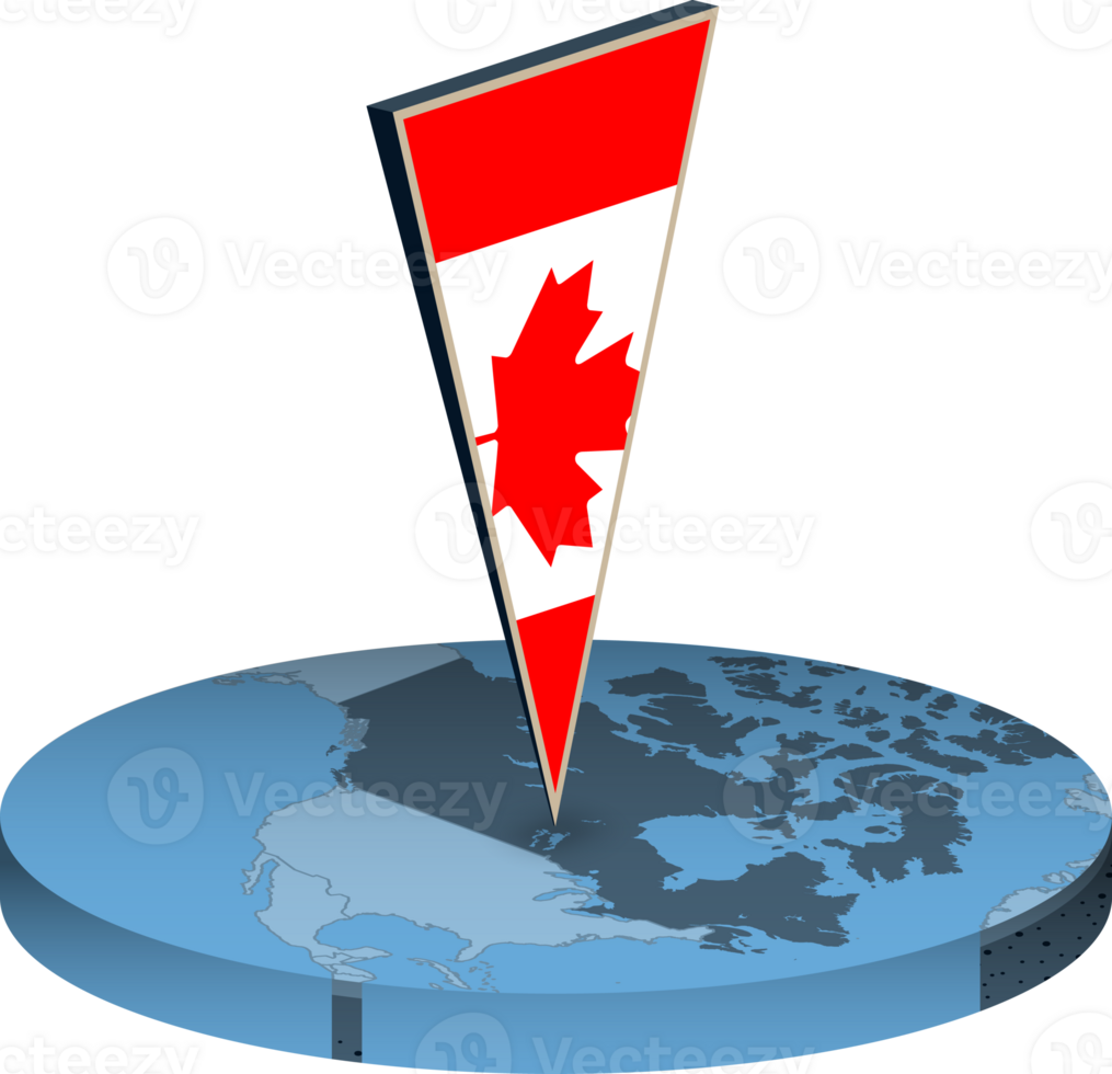 Canada flag and map in isometry png