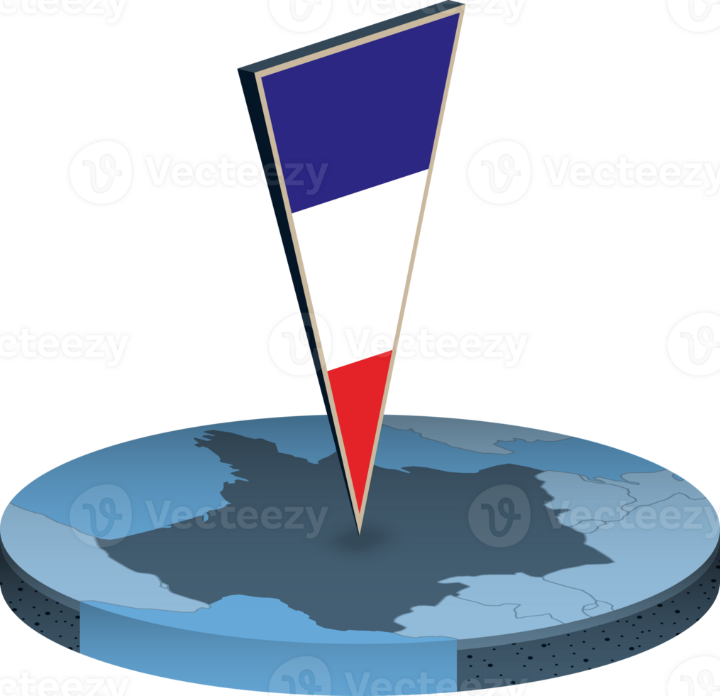 Francia bandera y mapa en isometria png