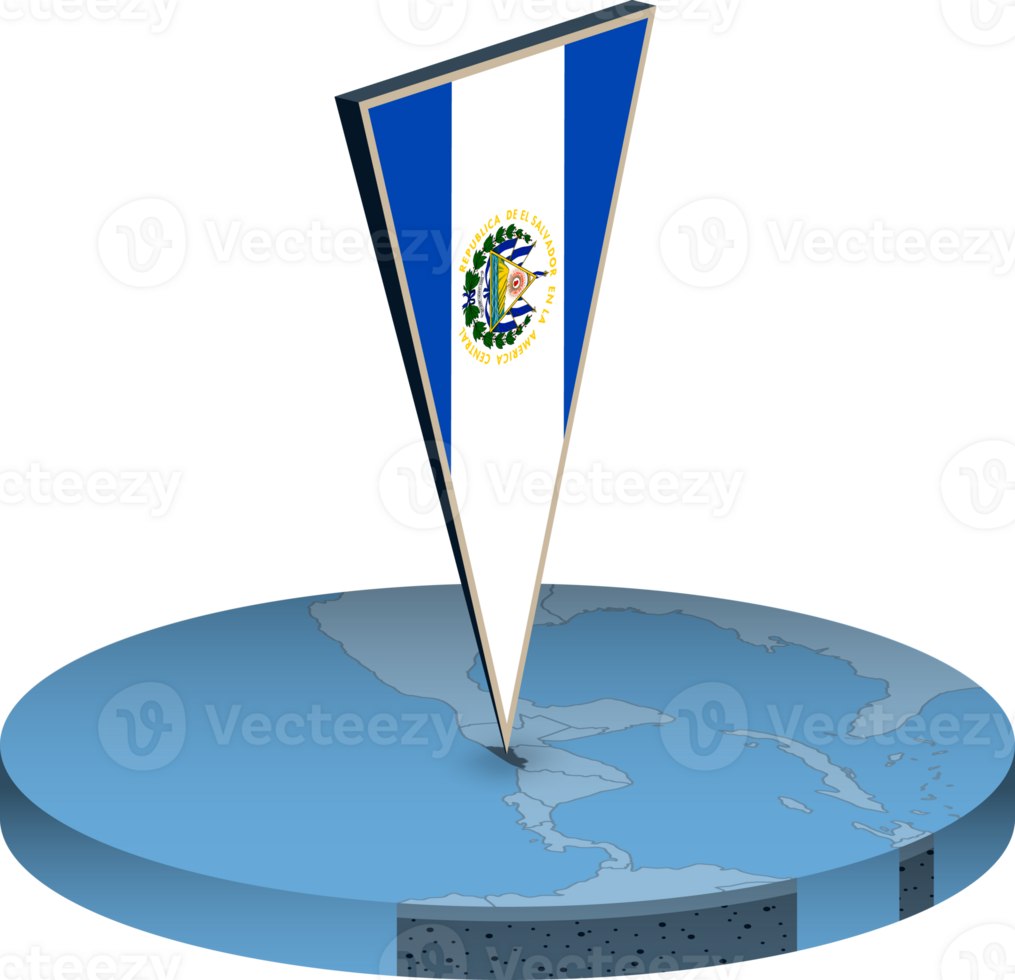 El Salvador flag and map in isometry png