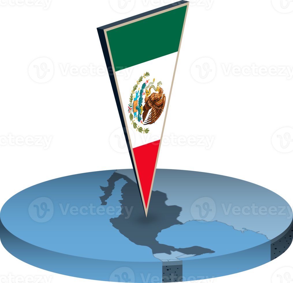 mexico flagga och Karta i isometri png