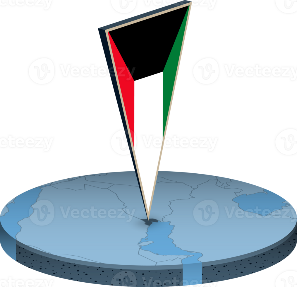 Kuwait bandeira e mapa dentro isometria png