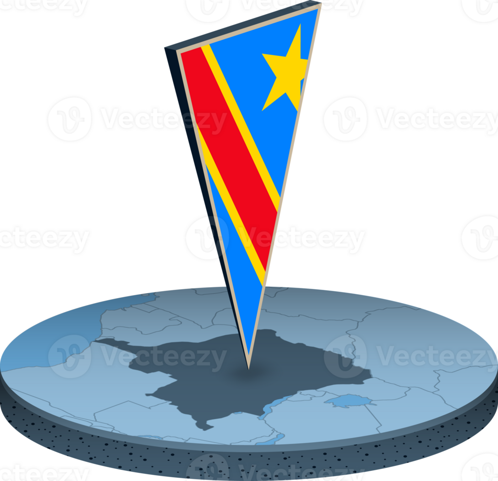 DR Congo flag and map in isometry png