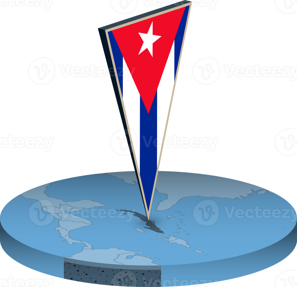 Cuba flag and map in isometry png