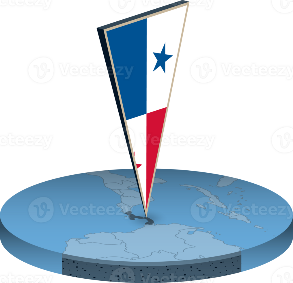 Panamá bandeira e mapa dentro isometria png