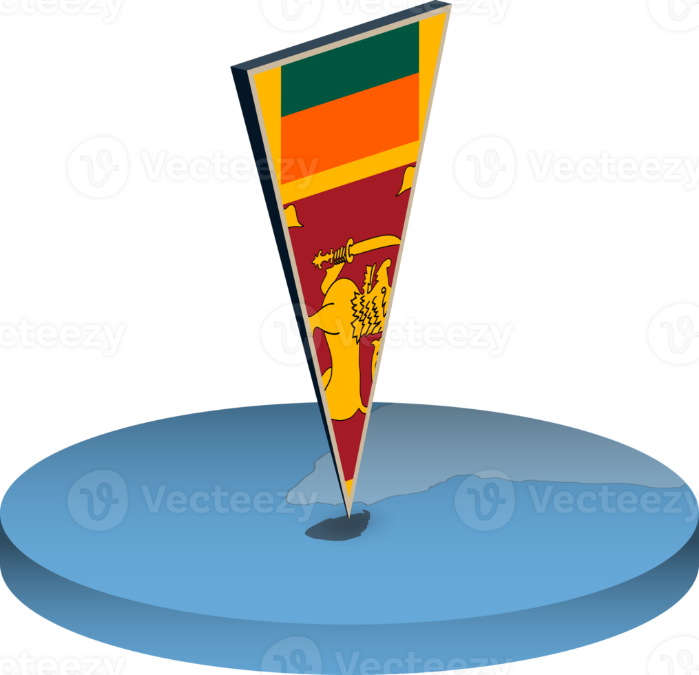 Sri Lanka flag and map in isometry png
